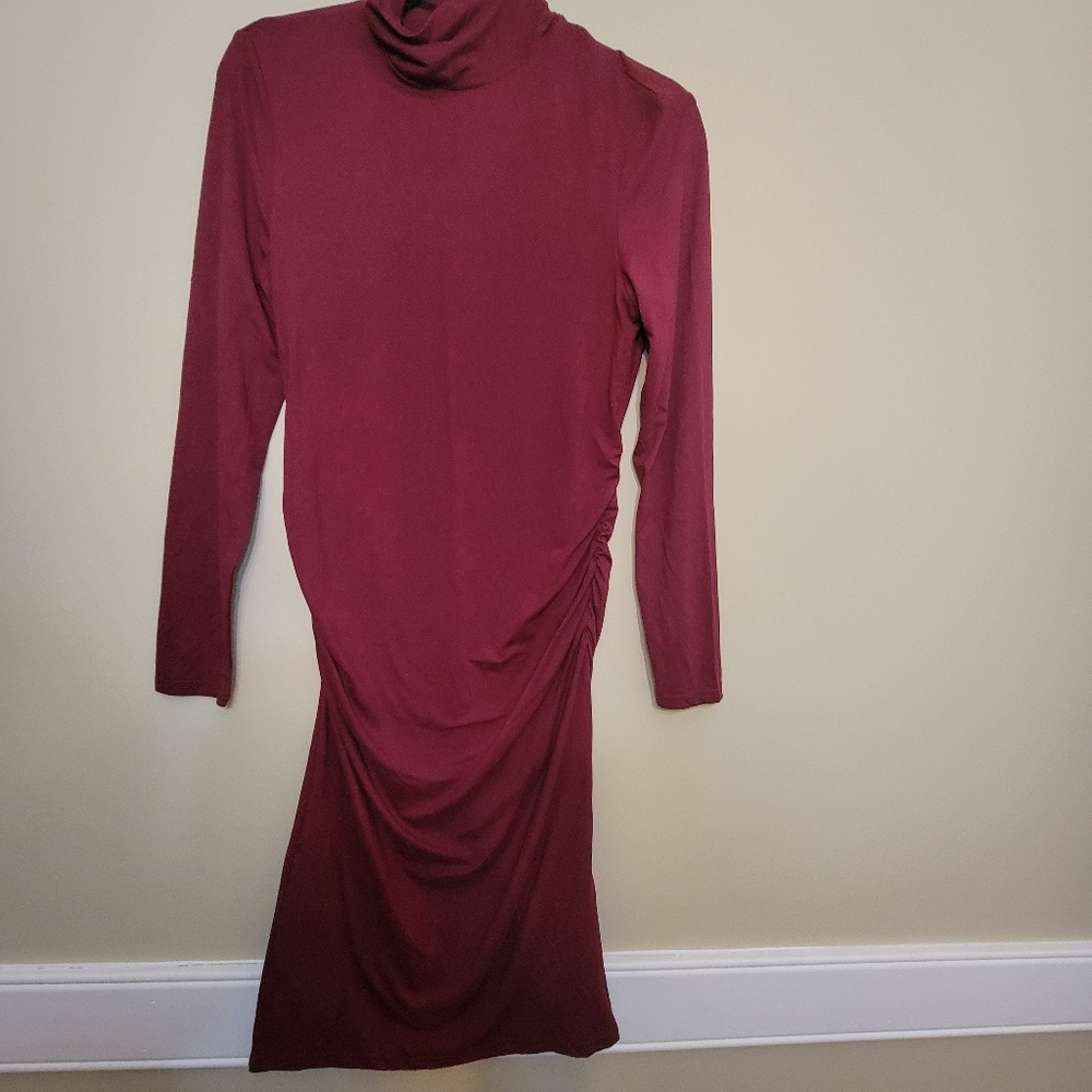 Dark Red Turtleneck Maternity Dress Size L
